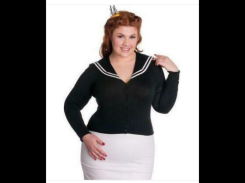Hell Bunny BLACK sailor cardigan, white trim & anchor motif.  Small  - Picture 1 of 4