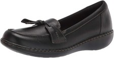Clarks Women  s Ashland Bubble Black Loafer Shoes Size 7 W
