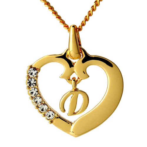 Name Necklace Heart Pendant Letter 'D 