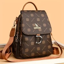 Small Print Backpack,Multifunctional Large-Capacity Bag with Multiple Pockets