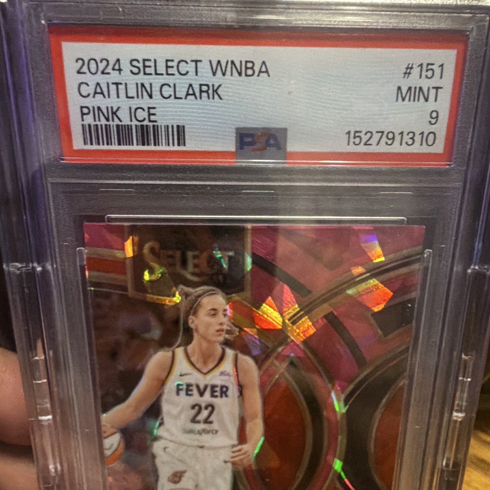 Panini Select 2024 WNBA Premier Level Caitlin Clark #151 Pink Ice Prizm RC PSA 9 view 4