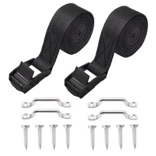 2 Sets 1"x78"(6.5 ft) Battery Tie Down Strap kit with Stainless 2 sets, Black 