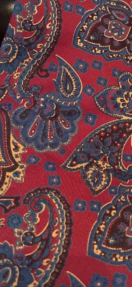 Corbata de cachemira ANDHURST 100 % seda roja azul dorada Foto 2 de 4