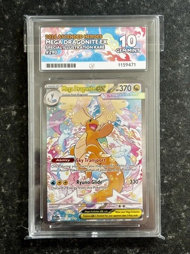 Pokemon TCG Mega Dragonite Ex 290/217 SIR ACE Gem Mint 10 Perfect Subgrades