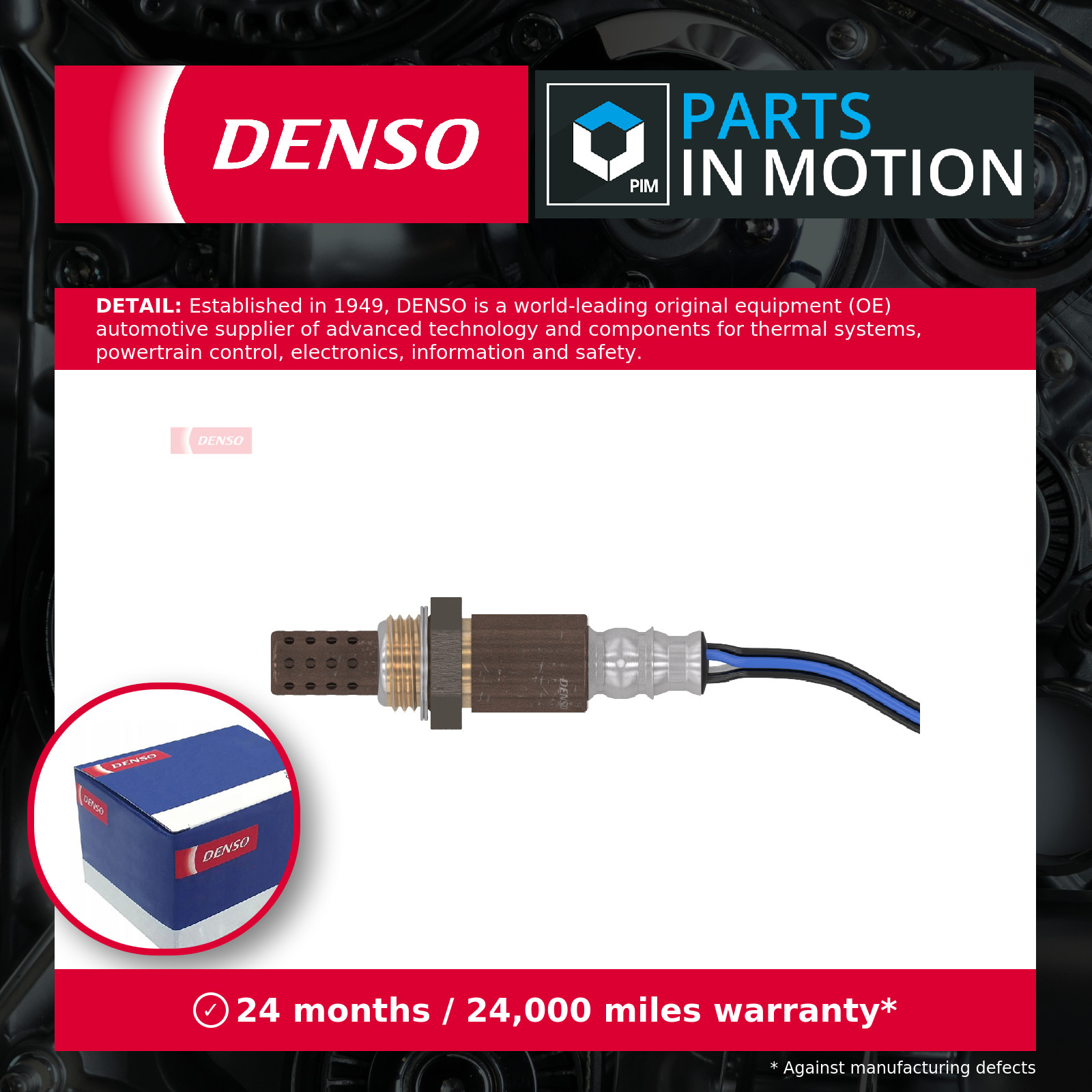 Lambda Sensor fits RENAULT TWINGO Mk1, Mk2 1.2 Post Cat 2001 on Oxygen Denso New