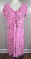 Fresh Produce Sz XL Pink Swirl Short Sleeve Coastal Shift Emma Jersey Mini Dress