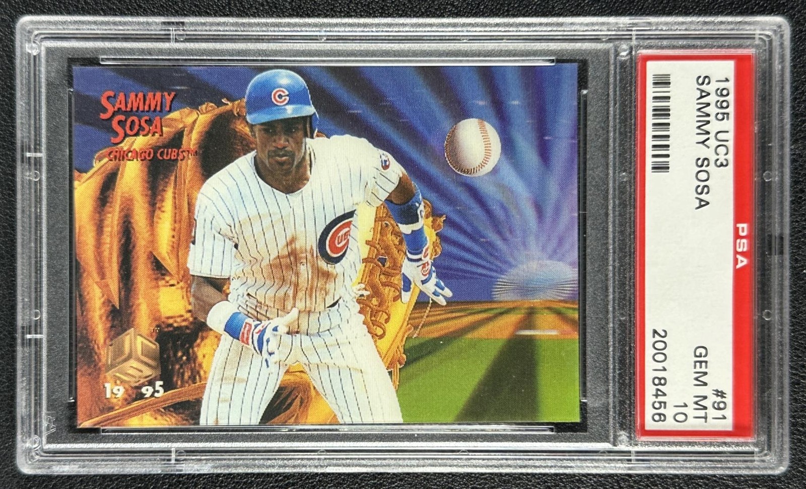 SAMMY SOSA PSA 10 1995 PINNACLE SPORTFLIX UC3 #91 CUBS 8456