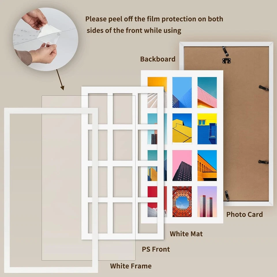Contemporary 12 Opening Photo Frames - 2 Pack White Collage Displays for Gifting - Image 4 of 4