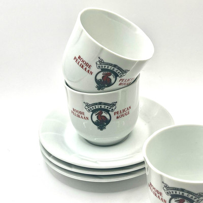 Three (3) Roode Pelikaan Pelican Rouge  Koffie Cafe Expresso Coffee Cups Saucers