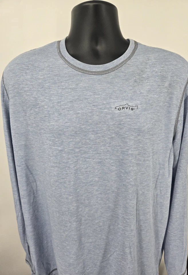 Camiseta Orvis Trout Bum Grande Azul Manga Larga Ligera Pesca Exterior Hombres Foto 2 de 4