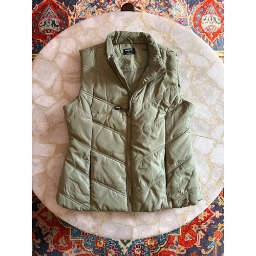 Hurley Chevron Quilted Puffer Vest Mens Large Olive Sage Green Full Zip - product listing photo
