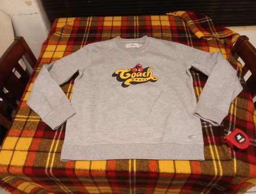 Felpa Girocollo Coach Marca Autentica Edizione Limitata Ciliegie Tg L Grigio