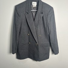 Kathie Lee Women's Blazer Jacket Vintage Shoulder Pads Wool Blend, Size 8