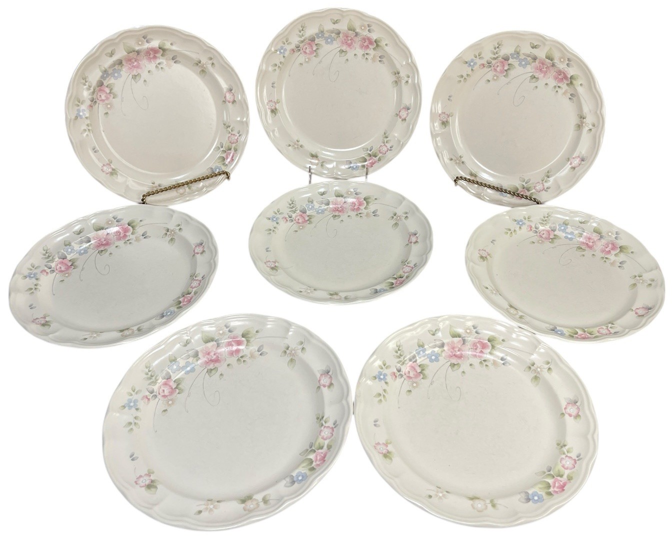 Pfaltzgraff Tea Rose 8-Piece Dinner Plate Set 10.25 Inch Round Made in USA  