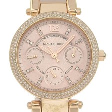 Michael Kors Day Date MK6110 Women's Rose Gold Steel Watch, Quartz, New