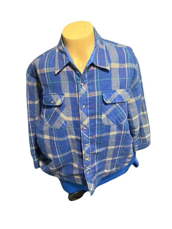 Vintage Northwest Territory Flannel Mens Large Blue Plaid Outdoors Size 2XL
