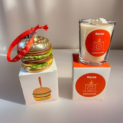 Mc Donalds Baumschmuck Big Mac Und Duftkerze Apfeltasche Im Set OvP 