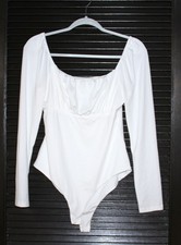 PRINCESS POLLY Square Neckline Ruched Bodysuit, Size S, EUC