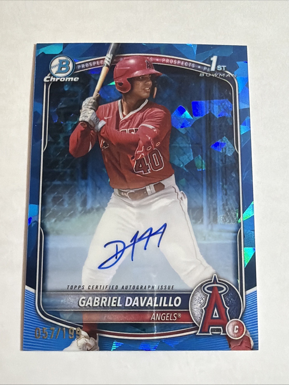 2025 1st Bowman Chrome Sapphire Gabriel Davalillo Auto 57/199 RC SP Angels
