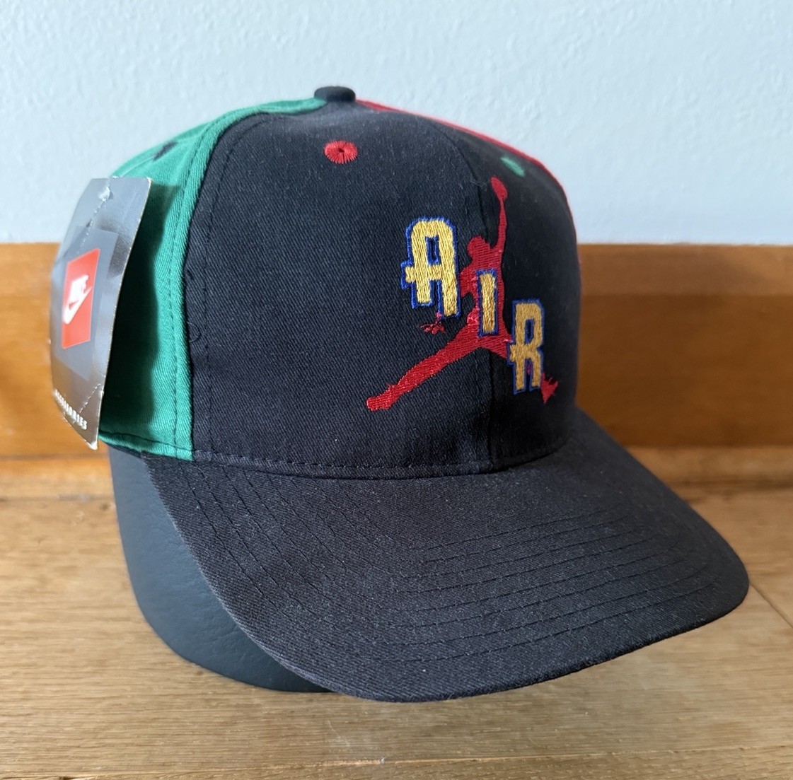 RARE VTG NIKE Air Jordan Jumpman Spell Out Swoosh Snapback Hat Cap