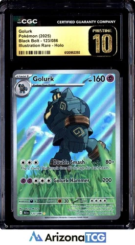 Pokemon 2025 Golurk 123/086 Holo Illustration Rare Black Bolt BLACK LABEL CGC 10