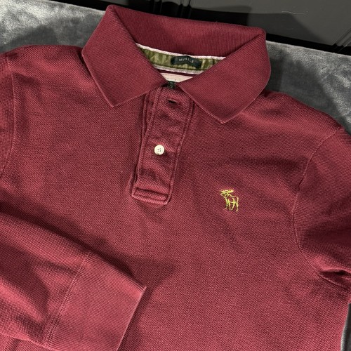 Abercrombie & Fitch Long Sleeve Y2K Polo Shirt Mens Size M Muscle Moose Logo