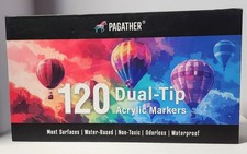Pagather 120 Colors Dual Tip Acrylic Paint Markers, Waterproof, Box Set NEW 