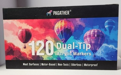 Pagather 120 Colors Dual Tip Acrylic Paint Markers, Waterproof, Box Set *NEW*