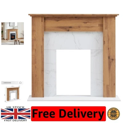 Elegant 43” Mantel Surround for Verona Insert - Dark Bronx Oak & White - Image 1 of 4