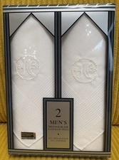 NOS Men's Monogram 'N' White Handkerchiefs Set of 2 Unbranded