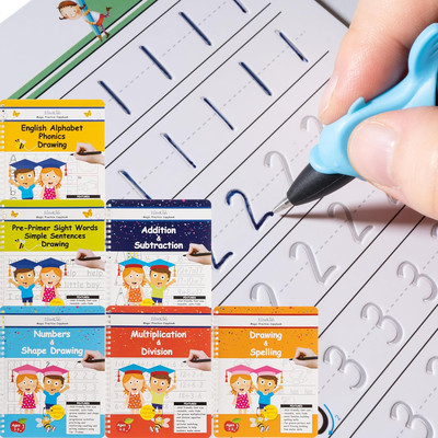 Magic Practice Copybook 6 Workbooks with Disappearing Ink Pens, Reusable Hand...