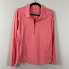 San Soleil 1/4 Zip Shirt Womens Medium Pink Long Sleeve Stretch UPF 50 Cooling