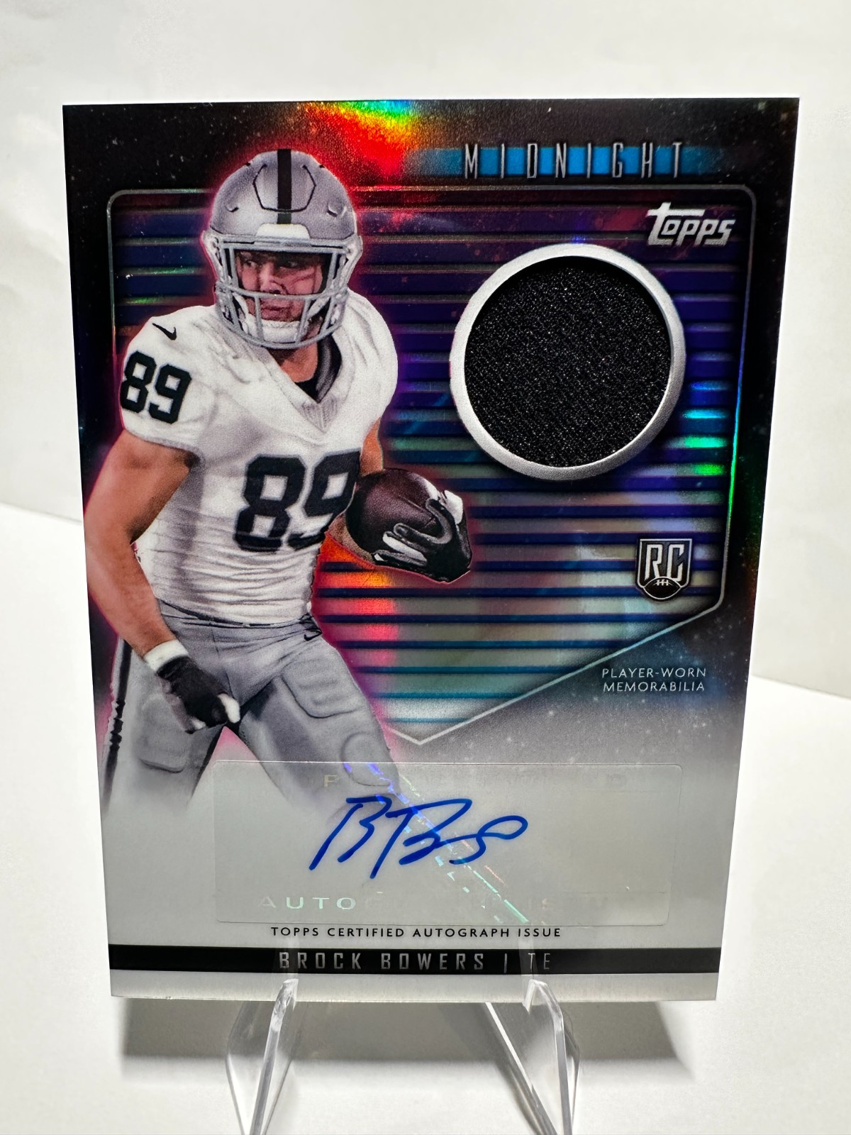 2024 Topps Midnight - Rookie Jersey Autographs Brock Bowers #RJA-BB (AU, MEM,...