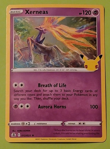 Pokémon Xerneas Holo Prizm 12/25 Celebrations 25th Anniversary Set