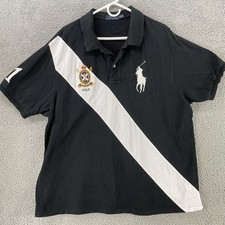 Polo Ralph Lauren Polo Shirt Mens Big 2X Black Colorblock Crest Logo Big Pony