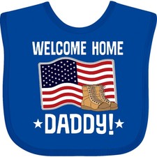 Inktastic Military Dad Welcome Home USA Flag Baby Bib Homecoming Deployment