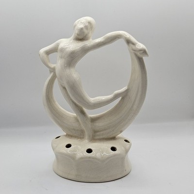 Art Deco Nude Dancing Scarf Lady Flower Frog 8 Holes Vintage Elegant