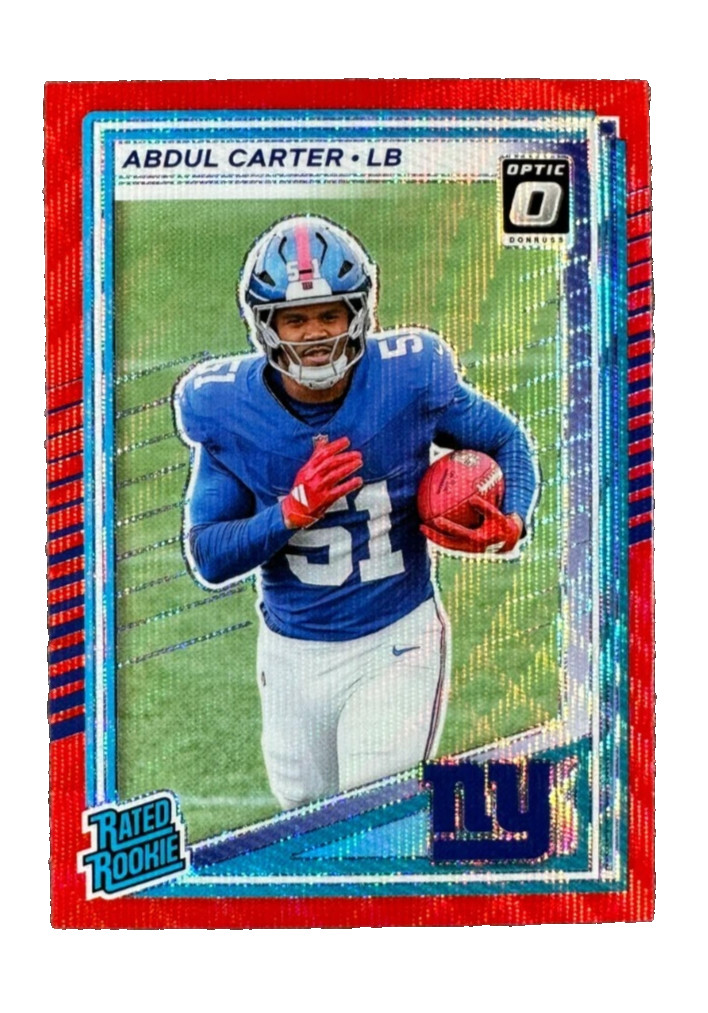 2025 Abdul Carter Panini Donruss Optic Preview Red Wave Prizm Rated Rookie #315✅
