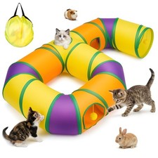 Cat Tunnel for Indoor Cats 6-Shaped, Collapsible Cat Playhouse Pet Play Tunne...