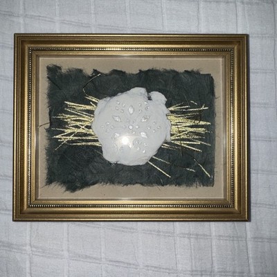 Small Embossed Pressed Paper Pulp Art Snowflake In Gold Frame