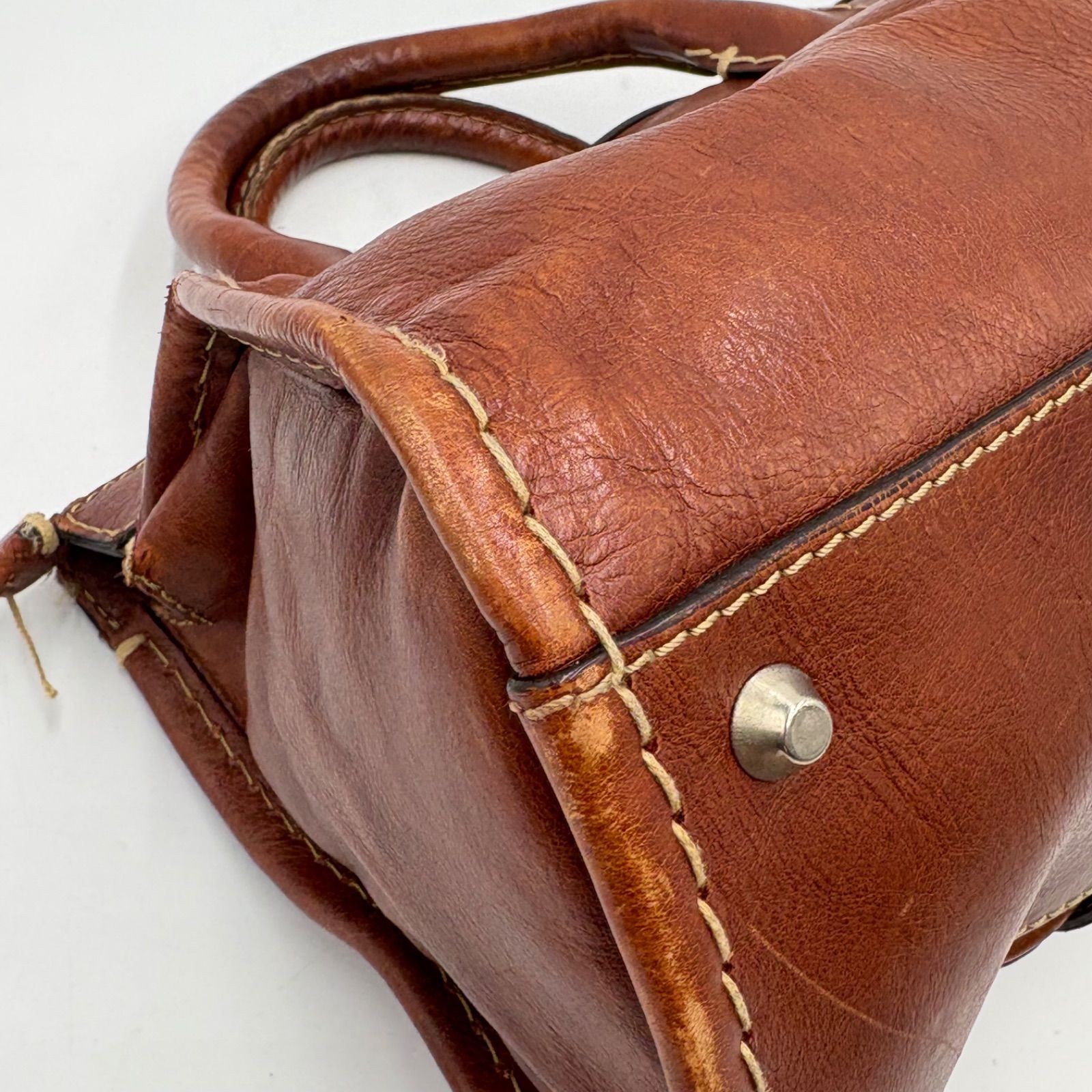 Chloe Edith Y2K Leather Tote Bag Brown Handbag Width 40cm Editors Bag Rare image 7