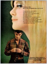 1966 VAN HEUSEN 417 SHIRT 8"X11" MEN'S FASHION AD Man 1960's Vintage HTN33