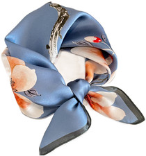 100 Silk 20" small square Scarf Women neckerchief Wrap floral blue red WY303