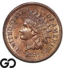 1876 Indian Head Cent Penny, Red Brown, Woodgrain Tone, Choice BU++ Better Date!