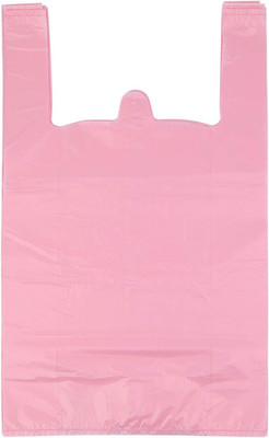 T Shirt Bags, Pink Plastic Bags with Handles for Grocery and Retail, Bolsas De P