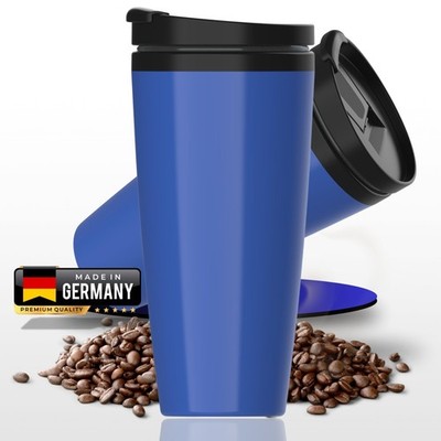 Isolierbecher mit Klappdeckel 350 ml COFFEE TO GO Doppelwandiger Becher in Blau