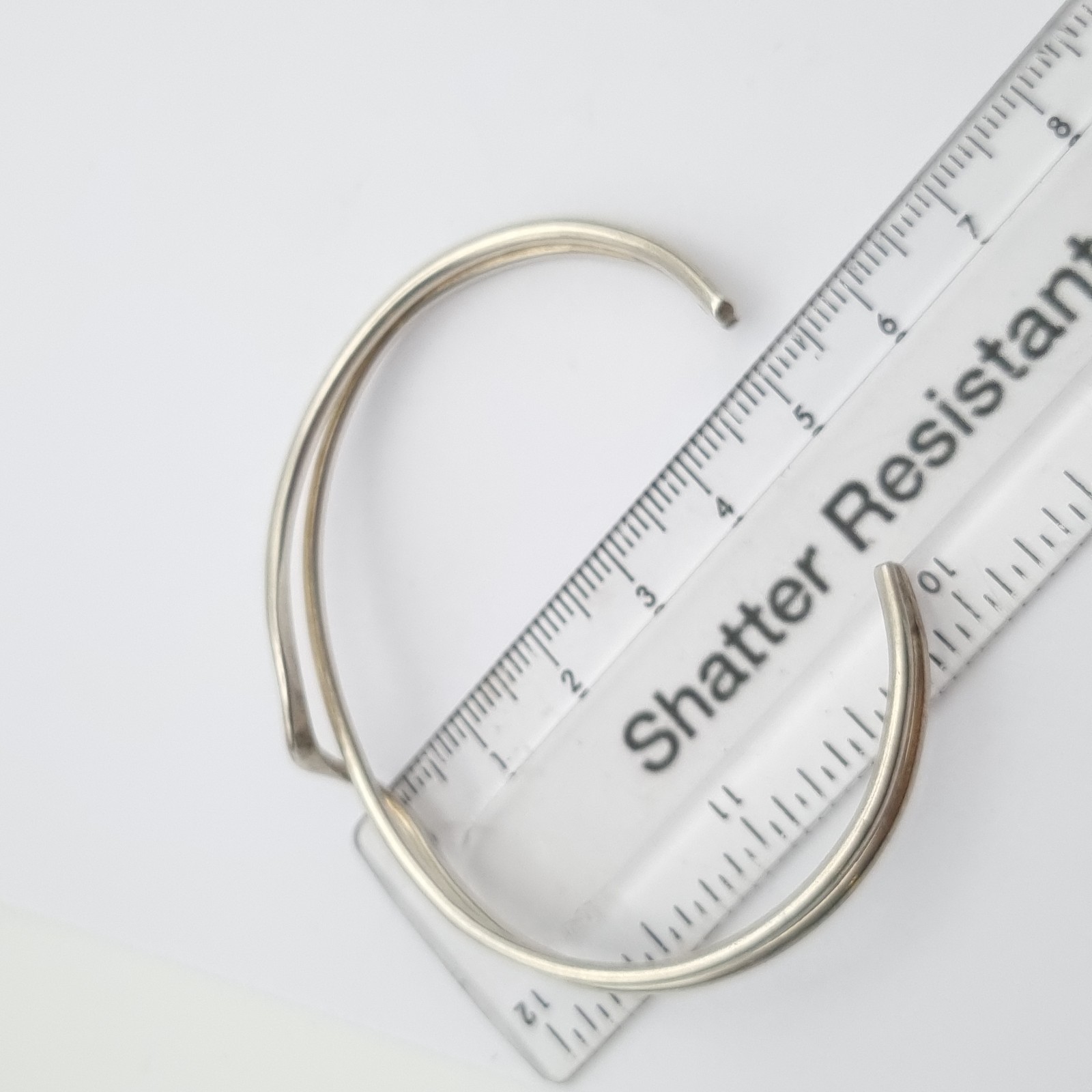 Solid Silver Wave Bangle Abstract Torque Vintage … - image 8