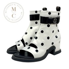 LOUIS VUITTON stivali corti raso bianco nero stivaletti a pois taglia 38...