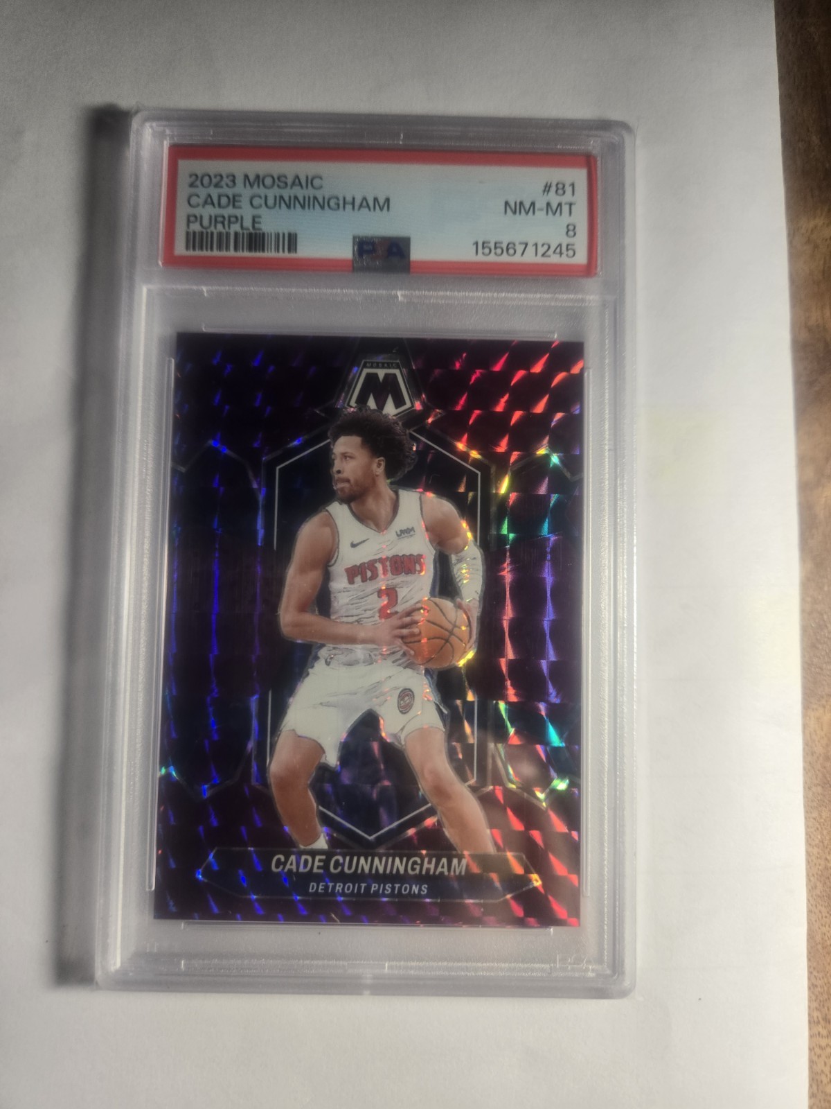 Panini Mosaic 2023-24 Cade Cunningham Purple Mosaic Prizm #81 /99 Pistons