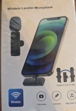 New, Black Wireless USB-C Lavalier Microphone for iPhone 15 Android